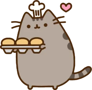 🍞 b992b1cc Pusheen แมว, เชฟ, อบ, น่ารัก, Pusheen, คาวาอิ whatsapp sticker