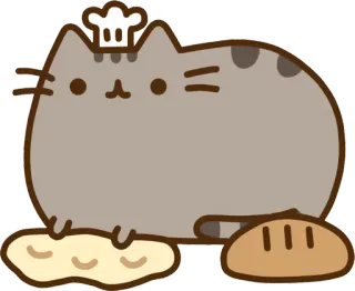 🍞 c3aaef4b Pusheen Pusheen, แมว, ทำขนม, เชฟ, อาหาร, การ์ตูน whatsapp sticker