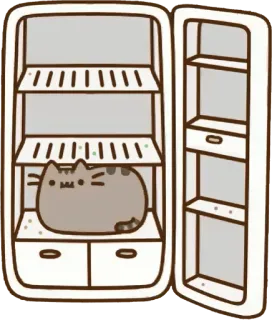 🍽 cadb894b Pusheen pusheen, แมว, ตู้เย็น, การ์ตูน, สัตว์ whatsapp sticker