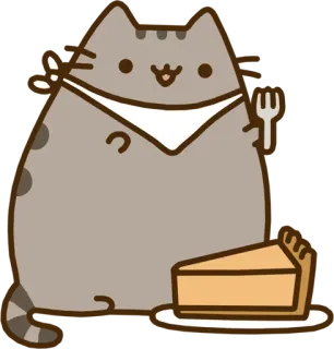 🍰 fab37110 Pusheen แมว, พาย, น่ารัก, การ์ตูน, อาหาร, ของหวาน whatsapp sticker
