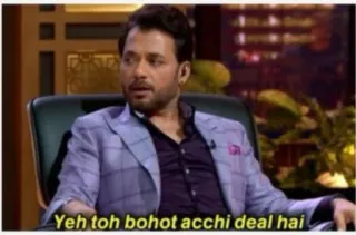 😀 a98b3e73 Yeh toh bohot acchi deal hai homem, indiano, Shark Tank Índia, acordo, negócios, investidor whatsapp sticker