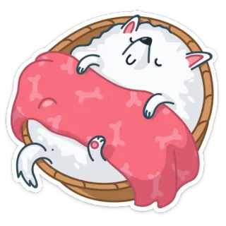 😴 d2f3607a perro, dormir, cesta, lindo, animal, mascota telegram sticker