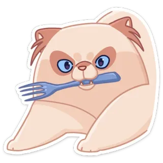 😠 1d6aca31 cat, fork, animal, domestic, pet, cute, sticker telegram sticker