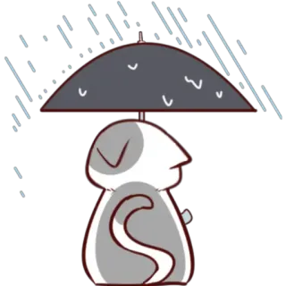 🌧 1b3e68ec 雨, 伞, 猫, 动物, 可爱, 贴纸 telegram sticker
