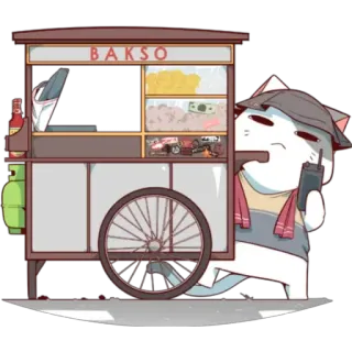 🤠 39121eed Bakso 猫, 食物, 摊位, 亚洲食物, 肉丸汤, 可爱 telegram sticker