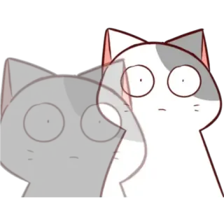 👻 4a58aad9 猫, 卡通, 动物, 白色, 灰色, 搞笑 telegram sticker