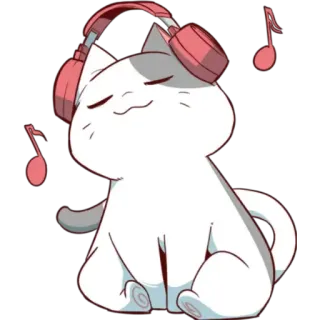 🔊 7afa8b4e 猫, 音乐, 耳机, 可爱, 动物, 卡通 telegram sticker