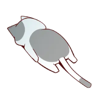 😔 0bf8274b chat, animal, mignon, dessin animé, autocollant, gris, blanc whatsapp sticker