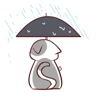 ☔️ 136c4f93 chat, parapluie, pluie, mignon, dessin animé, animal, météo whatsapp sticker