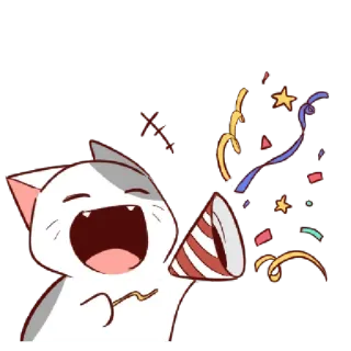 🎉 1d9fe39e chat, fête, confettis, fête, joyeux, animation, dessin animé, amusant whatsapp sticker