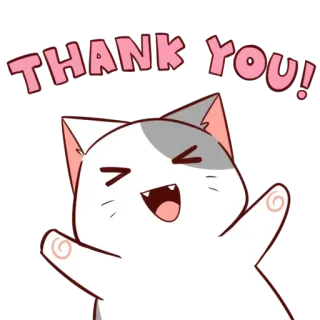 🌷 3070c7ff THANK YOU! merci, chat, salutation, mignon, dessin animé whatsapp sticker