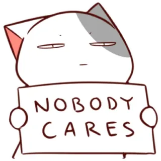 🙅‍♀️ 4c1b62cd NOBODY CARES chat, personnes'enfout, mème, drôle, sarcastique, indifférent whatsapp sticker
