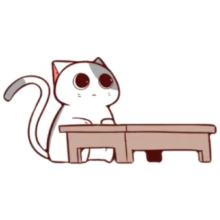 🪑 6157dc0e chat, mignon, table, dessin animé, animal, autocollant whatsapp sticker