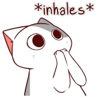 😟 6bce67c8 *inhales* chat, inhale, mème, mignon, drôle, autocollant whatsapp sticker