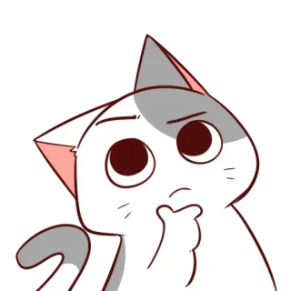 🤔 97f21b04 chat, pensif, curieux, mignon, animal, autocollant, animal de compagnie whatsapp sticker