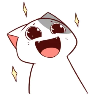 🤩 f04f9b8f chat, joyeux, excité, étincelant, animal, dessin animé, autocollant whatsapp sticker