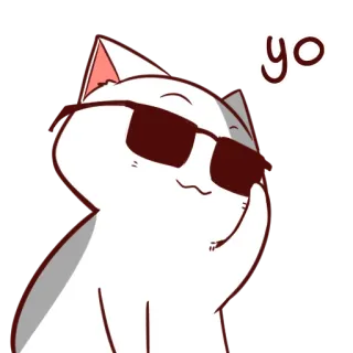 😎 ea86274d yo 猫, 太阳镜, 酷, 动物, 表情包, 卡通, 白猫 telegram sticker