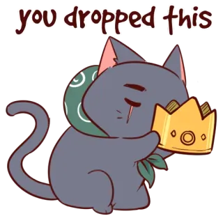 👑 4169fb32 you dropped this 고양이, 왕관, 떨어진, 귀여운, 왕족, 왕, 애완동물 telegram sticker