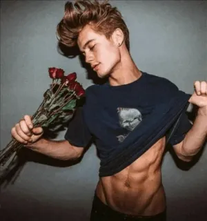 💐 12298410 Modelo masculino, Abdômen, Rosas, Atraente, Sem camisa telegram sticker