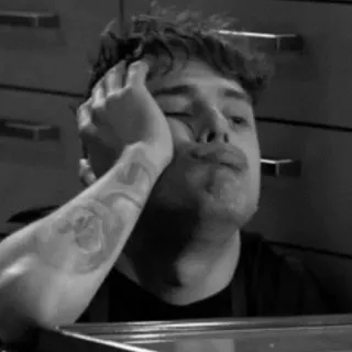 ✨ 2a3acfc1 homem, entediado, cansado, retrato, escala de cinza, exausto telegram sticker