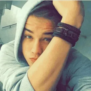 😐 992c980d adolescente, menino, retrato, moletom com capuz, jovem, casual, olhos azuis, selfie telegram sticker