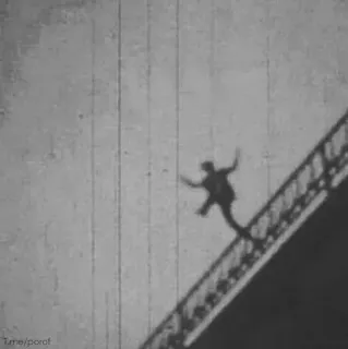 😞 f328aac7 queda, acidente, morte, escadas, violência, velho, preto e branco telegram sticker