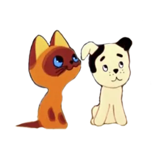 👫 f4bec8de gato, perro, dibujos animados, animales, lindo, mascota, amistad telegram sticker