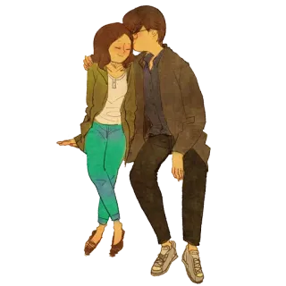 👫 7a31fef5 coppia, amore, bacio, cartone animato, relazione telegram sticker