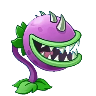 😋 7567fbbd cartoon, purple plant, monster plant, creature, monster, teeth whatsapp sticker