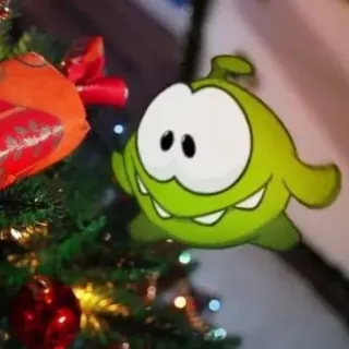 🎄 0344fa8e Om Nom Cut the Rope Om Nom, Cut the Rope, Dessin animé, Vert, Gaming, Personnage, Sticker telegram sticker