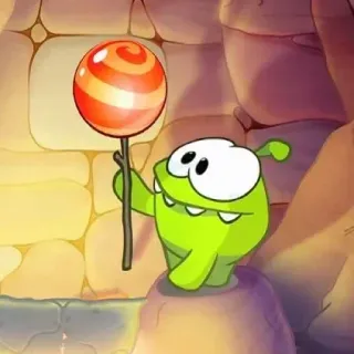 🍭 403b1b29 Om Nom Cut the Rope dessin animé, personnage, bonbon, sucette, jeu, Cut the Rope telegram sticker