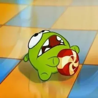😦 470dafc8 Om Nom Cut the Rope Om Nom, Cut the Rope, bonbon, monstre vert, personnage de jeu vidéo telegram sticker