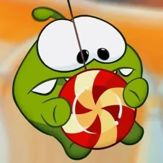😖 4a29a090 Om Nom Cut the Rope Om Nom, Cut the Rope, bonbon, monstre vert, mignon, jeu vidéo telegram sticker