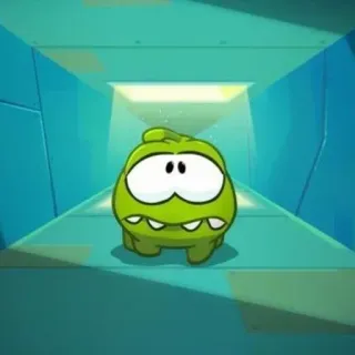 🫣 57dffb9a Om Nom Cut the Rope Om Nom, Cut the Rope, dessin animé, jeu vidéo, monstre, vert, mignon telegram sticker