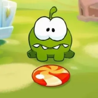 🍭 67a6ba9c Om Nom Cut the Rope Om Nom, Cut the Rope, Bonbon, Monstre Vert, Jeu, Dessin animé telegram sticker