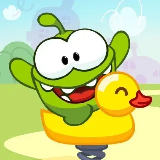 🐥 90d8a212 Om Nom Cut the Rope Om Nom, Cut the Rope, monstre vert, dessin animé, jeu, canard, jeu à ressort, aire de jeux telegram sticker