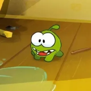 👀 e223b4f9 Om Nom Cut the Rope Om Nom, Cut the Rope, monstre vert, dessin animé, jeu telegram sticker