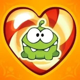 🍭 ed6b6e1a Om Nom Cut the Rope Om Nom, Cut the Rope, bonbon, monstre vert, jeu vidéo, sucré telegram sticker