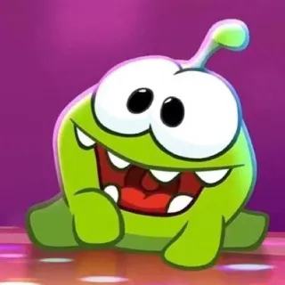 🎆 f52ce18f Om Nom Cut the Rope dessin animé, vert, mignon, joyeux, monstre, jeu, personnage telegram sticker