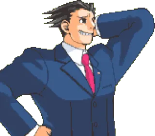 😅 035096f3 Phoenix Wright Ace Attorney phoenix wright, ace attorney, video game, pengacara, hukum whatsapp sticker