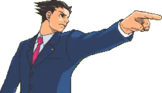👉 597e1867 Phoenix Wright Ace Attorney ace attorney, phoenix wright, anime, menunjuk whatsapp sticker
