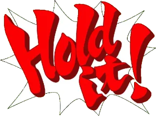 ❗ 85ac7760 Hold It! tunggu, gelembung ucapan, seru, merah, ekspresi whatsapp sticker