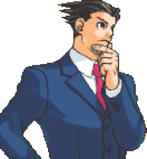 🤔 d24eb6ff Phoenix Wright Ace Attorney Phoenix Wright, Ace Attorney, pengacara, ahli hukum, karakter video game whatsapp sticker