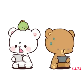 😰 5ed1da8c 곰, 게이밍, milk and mocha, 귀여운, 애니메이션, 만화 telegram sticker