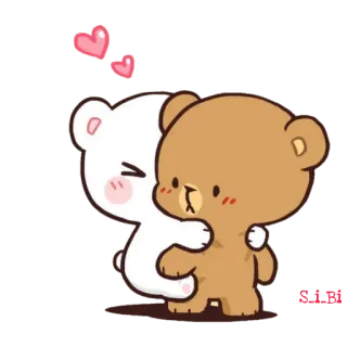 🙆‍♀️ 6370bc13 LOVE 사랑, 곰, 귀여운, 만화, 로맨틱, 포옹 telegram sticker