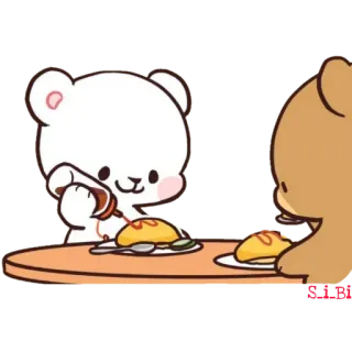 🍅 72f44503 곰, 음식, 요리, 오므라이스, 귀여운, 만화 telegram sticker
