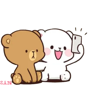 🤳 87d5ff69 곰, 셀카, 만화, 귀여운, 동물, 우정 telegram sticker
