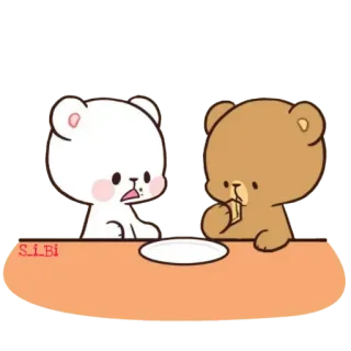 🍽 c9e75282 S_i_Bi 귀여운, 곰, 먹는, 디저트, 테이블, 음식 telegram sticker