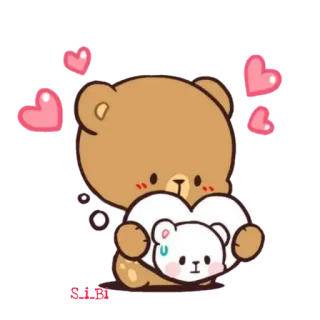 💙 d56c24b7 곰, 귀여운, 하트, 사랑, 만화 telegram sticker