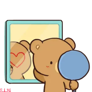 😍 e5ab8f81 곰, 거울, 만화, 반사, 사랑, 하트, 귀여운, 동물 telegram sticker